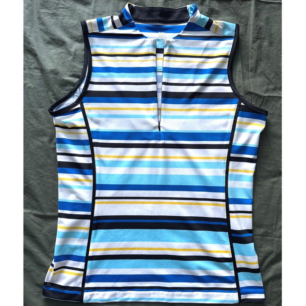 Tail Activewear Medium‎ Blue Yellow Striped Sleeveless GolF
